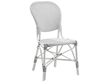 Sika Design Alu Affaire Aluminum White Stackable Isabell Dining Side Chair in White/Cappuccino Dots SIK7180CPWH1