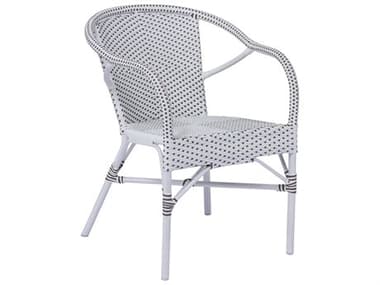 Sika Design Alu Affaire Aluminum White Madelaine Stackable Dining Arm Chair in White/Cappuccino Dots SIK7187CPWH1