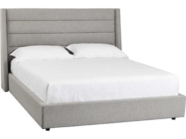 Sunpan 5west Emmit Marble Grey Black Beech Wood Upholstered King Platform Bed SPN102252