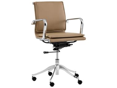 Sunpan Urban Unity Brown Faux Leather Adjustable Swivel Computer Office Chair SPN102989