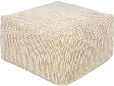 Surya Palmetto 24" Beige Camel Brown Fabric Upholstered Ottoman SYPMPF001