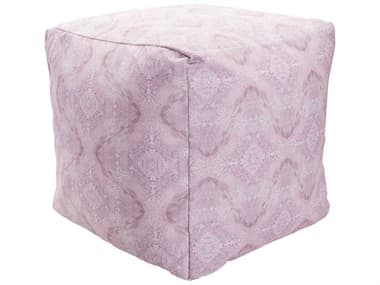 Surya 18" Pink Upholstered Poufs Purple Fabric Ottoman SYPOUF1040