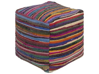 Surya Renzo Olive / Violet / Bright Red / Rust Pouf SYRZO001