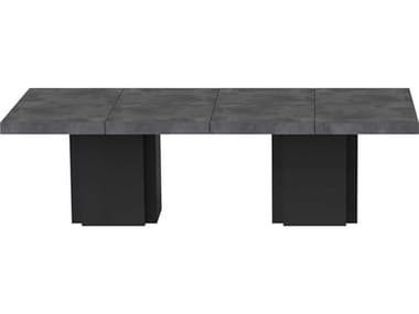 TemaHome Dusk 102" Rectangular Wood Concrete Look Pure Black Dining Table TEM9500613241