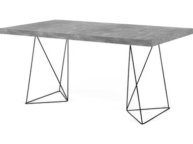Temahome Multi Concrete Look / Black 63''W X 35''D Rectangular Dining Table TEM9500613982