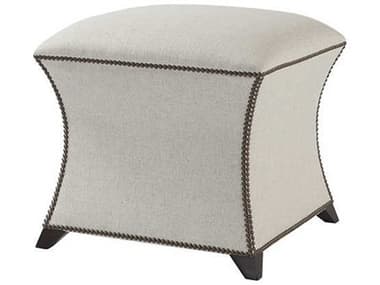 Theodore Alexander 22" White Fabric Upholstered Accent Stool TAL8057