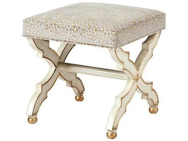 Theodore Alexander 20" Gold Fabric Upholstered White Accent Stool TAL8064