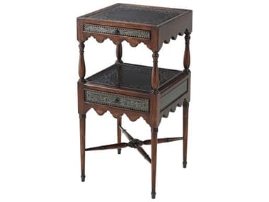 Theodore Alexander Armoury 15&quot; Square Wood Acacia Brass End Table TAL5021045