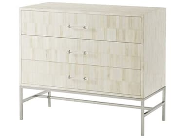 Theodore Alexander Biscayne 42" Wide Hand Painted Faux Bone Stainless Steel White Accent Chest TAL6002239