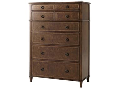 Theodore Alexander Brooksby 44" Wide 7-Drawers Cerejeira Veneer Mahogany Steel Brown Accent Chest TAL6005505