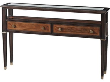 Theodore Alexander Brunello 54" Rectangular Glass Mahogany Oak Parawood Console Table TAL5300143