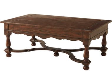 Theodore Alexander Castle Bromwich 54" Rectangular Wood Mahogany Brass Coffee Table TALCB51002