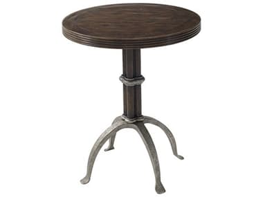 Theodore Alexander Castle Bromwich 20&quot; Round Wood Mahogany Iron End Table TAL5000594
