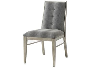 Theodore Alexander Modern Classic Mahogany Wood Gray Fabric Upholstered Side Dining Chair TAL40021731ATD