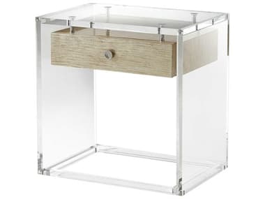 Theodore Alexander Modern Classic 26" Rectangular Plastic Acrylic Suspended Silver Fall Stainless Steel End Table TAL5051004