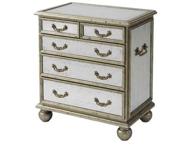Theodore Alexander Eglomise 27" Wide Silver Acacia Wood Nightstand TAL6050001