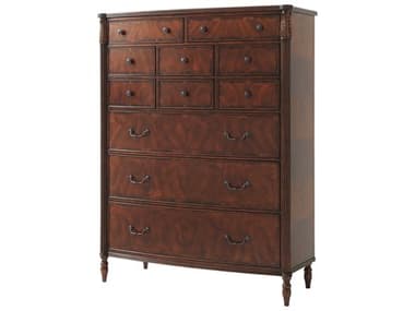 Theodore Alexander Essential 48" Wide 11-Drawers Mahogany Veneer Brass Brown Accent Chest TAL6005506
