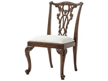 Theodore Alexander George Iii Mahogany Wood Brown Fabric Upholstered Side Dining Chair TAL40005771AQP