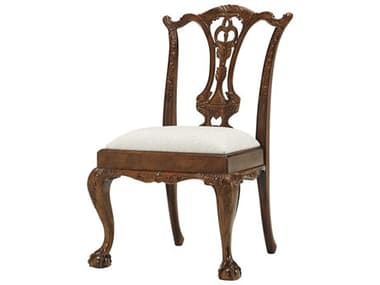Theodore Alexander George Iii Mahogany Wood Brown Fabric Upholstered Side Dining Chair TAL40005961ARP