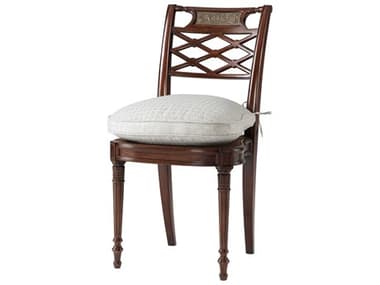 Theodore Alexander Louis Xvi Acacia Wood Brown Fabric Upholstered Side Dining Chair TAL40002751AQP