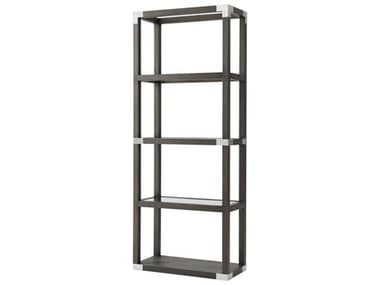 Theodore Alexander Anise Lati with Eclipse Grey Leather & Brushed Stainless Steel Etagere TALTAS63001C077