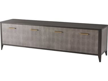 Theodore Alexander Rowan Primavera with Tempest Grey Leather &amp; Brushed Brass TV Stand TALTAS62005C078