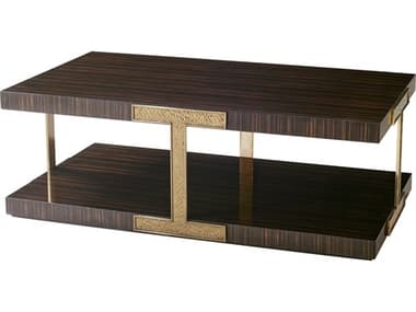 Theodore Alexander The Anthony Cox 52" Rectangular Wood Simulated Amara Veneer Gilt Metal Coffee Table TALAC51021