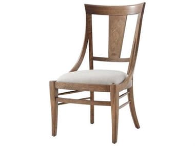 Theodore Alexander The Echoes Oak Wood Beige Fabric Upholstered Side Dining Chair TALCB400231AVG