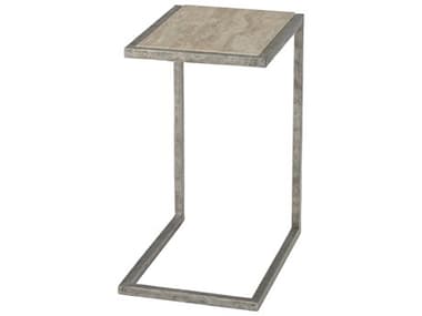 Theodore Alexander The Echoes 12" Rectangular Stone Aluminum Travertine End Table TALCB50046