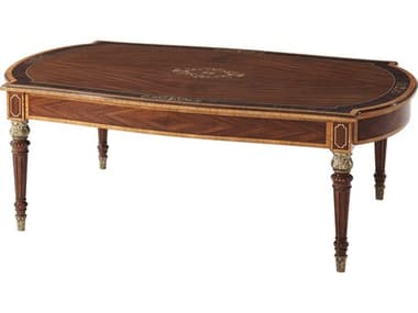 Theodore Alexander Mahogany / Figured Etimoe Veneer Movingue 55'' Wide Oval Coffee Table TALSC51001