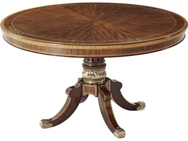 Theodore Alexander Mahogany / Figured Etimoe Veneer Movingue 53'' Wide Round Dining Table TALSC54001