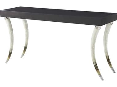 Theodore Alexander Vanucci Eclectics 99" Rectangular Wood Ebonised Hyedua Faux Horn Stainless Steel Console Table TAL5305282