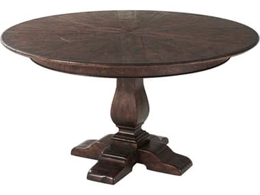 Theodore Alexander Victory Oak 56" Round Wood Veneer Mahogany Dining Table TALAL54037