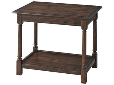 Theodore Alexander Victory Oak 28" Rectangular Wood Mahogany Reclaimed Veneer End Table TALAL50160