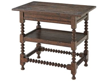 Theodore Alexander Victory Oak 31" Rectangular Wood Mahogany Reclaimed Veneer End Table TALAL50162