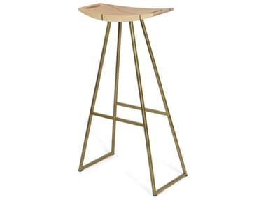 Tronk Design Maple Wood Brassy Gold Bar Stool TROROBMPLBARINLGD