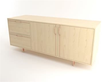 Tronk Design Chapman Storage Collection 70'' Maple Wood Rose Copper Credenza Sideboard TROCHP3U1DW2DOMPLCP