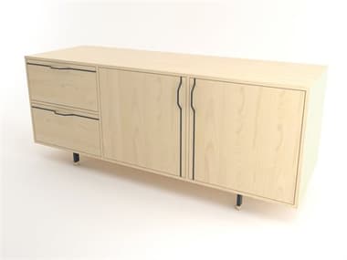 Tronk Design Chapman Storage Collection 70'' Maple Wood Navy Credenza Sideboard TROCHP3U1DW2DOMPLNV