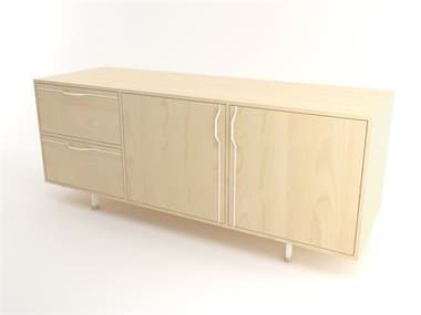 Tronk Design Chapman Storage Collection 70'' Maple Wood White Credenza Sideboard TROCHP3U1DW2DOMPLWH