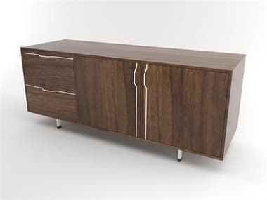 Tronk Design Chapman Storage Collection 70'' Walnut Wood White Credenza Sideboard TROCHP3U1DW2DOWALWH