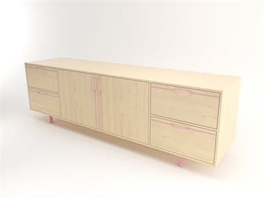 Tronk Design Chapman Storage Collection 94'' Maple Wood Pink Credenza Sideboard TROCHP4U2DW2DOMPLPK