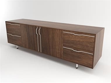 Tronk Design Chapman Storage Collection 94'' Walnut Wood White Credenza Sideboard TROCHP4U2DW2DOWALWH