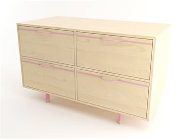 Tronk Design Chapman Small Storage 47" Wide 4-Drawers Beige Maple Wood Double Dresser TROCHP2U2DWMPLPK