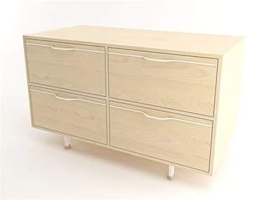 Tronk Design Chapman Small Storage 47" Wide 4-Drawers Beige Maple Wood Double Dresser TROCHP2U2DWMPLWH
