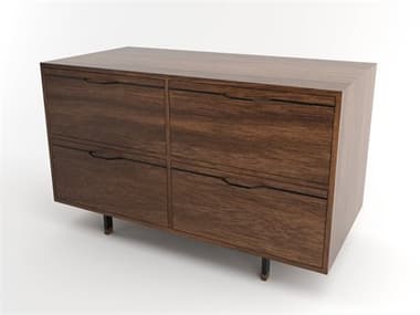 Tronk Design Chapman Small Storage 47" Wide 4-Drawers Brown Walnut Wood Double Dresser TROCHP2U2DWWALBL