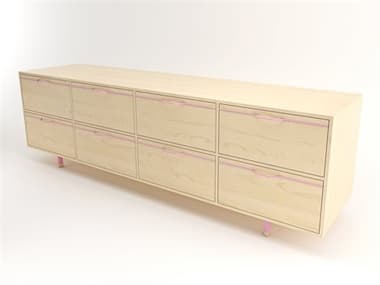 Tronk Design Chapman Storage Long 94" Wide 8-Drawers Beige Maple Wood Double Dresser TROCHP4U4DWMPLPK
