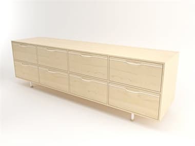 Tronk Design Chapman Storage Long 94" Wide 8-Drawers Beige Maple Wood Double Dresser TROCHP4U4DWMPLWH
