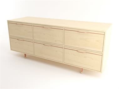 Tronk Design Chapman Storage 70" Wide 6-Drawers Beige Maple Wood Dresser TROCHP3U3DWMPLCP