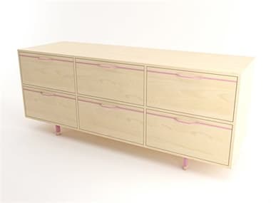 Tronk Design Chapman Storage 70" Wide 6-Drawers Beige Maple Wood Dresser TROCHP3U3DWMPLPK