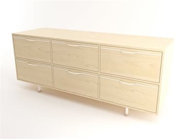 Tronk Design Chapman Storage 70" Wide 6-Drawers Beige Maple Wood Dresser TROCHP3U3DWMPLWH
